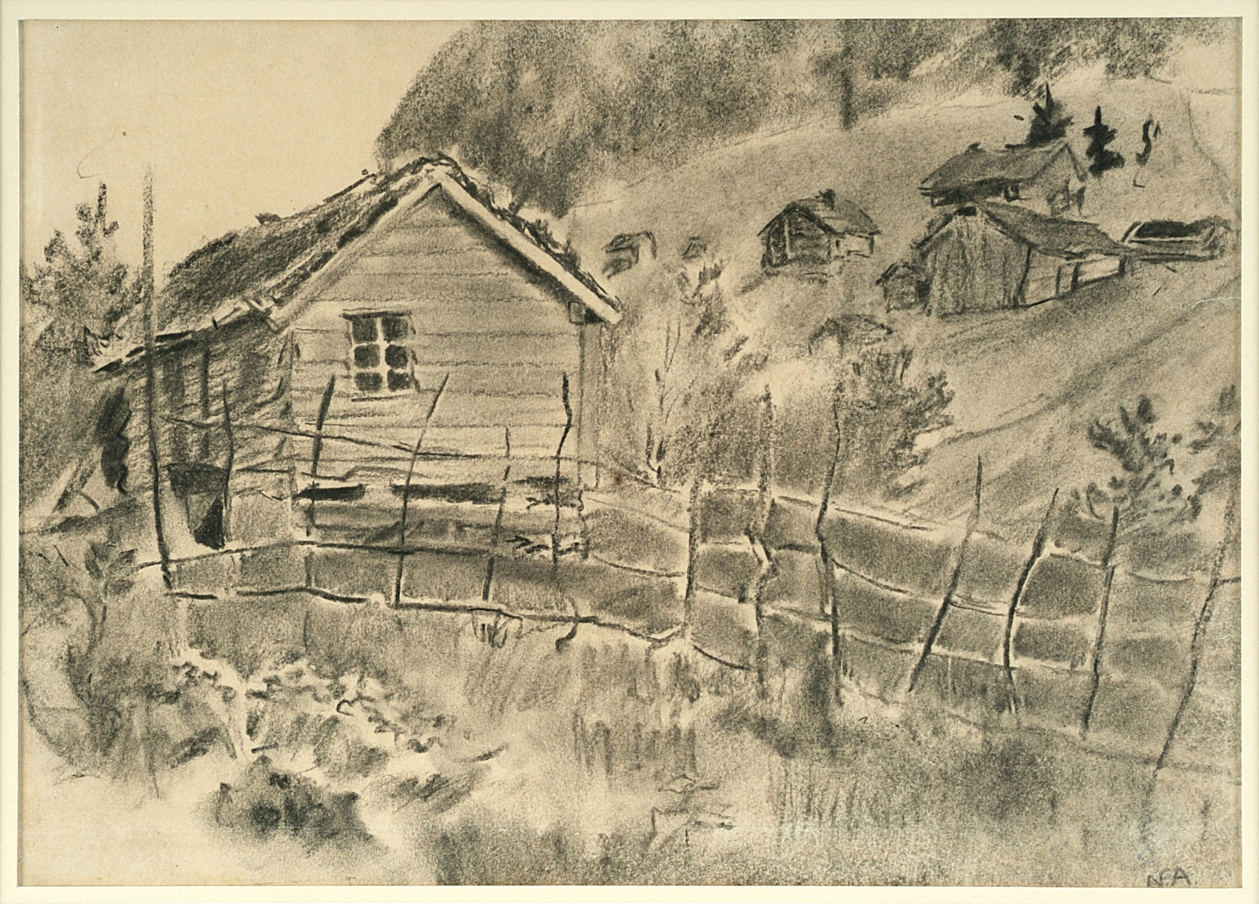 Landscape with Hay Rack and House