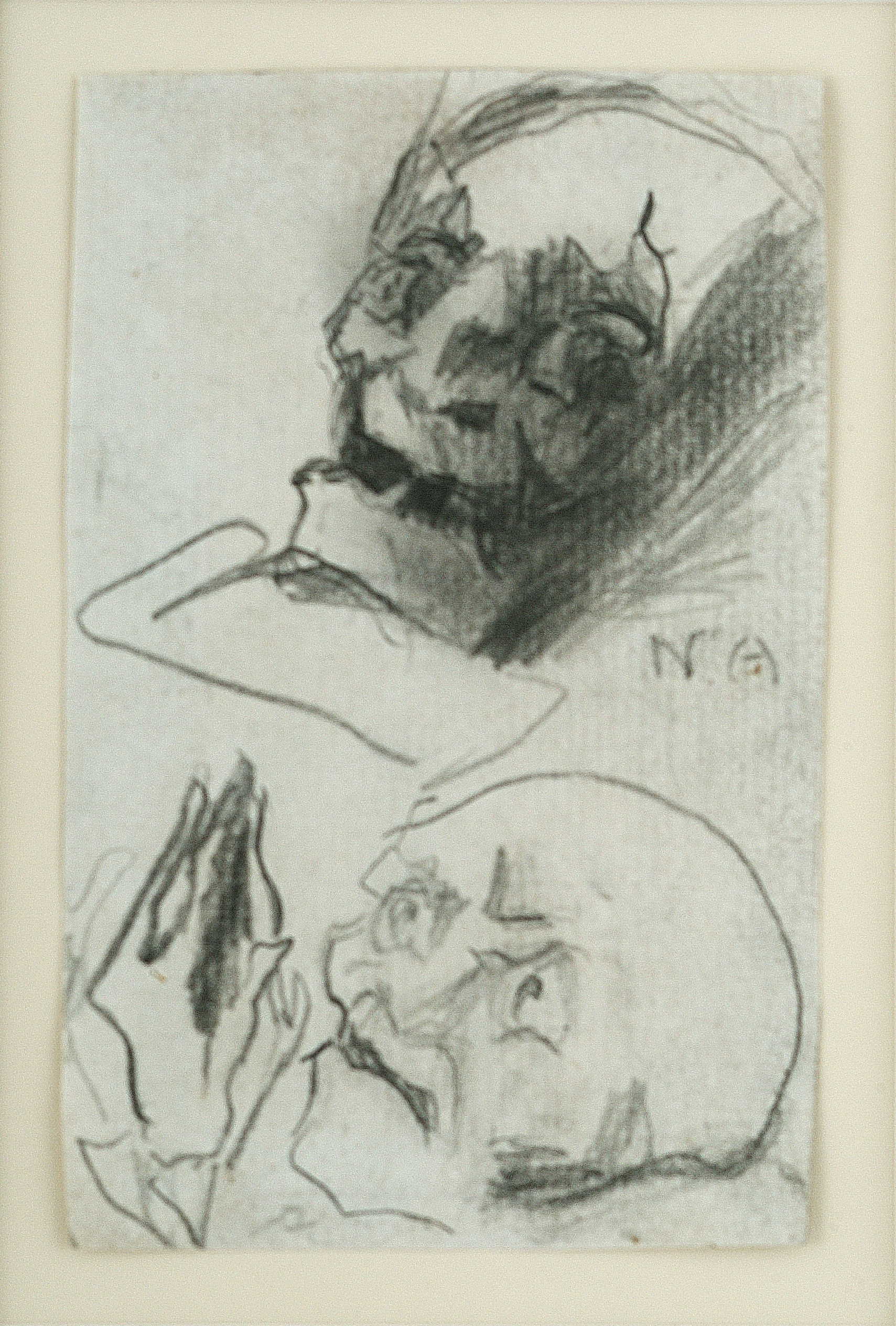 Two Grotesque Heads of Old Men