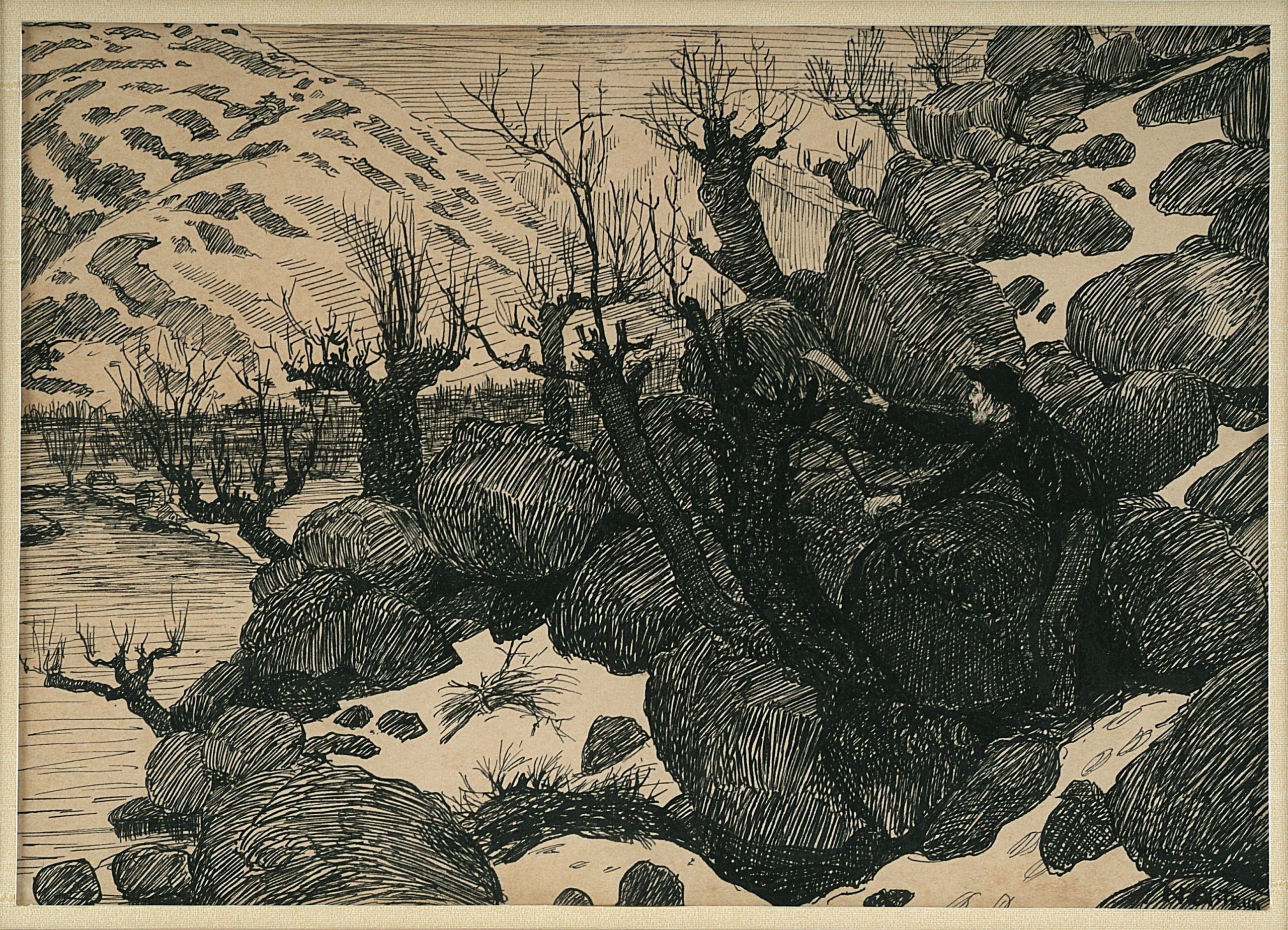 Man Cutting Branches from Sallow